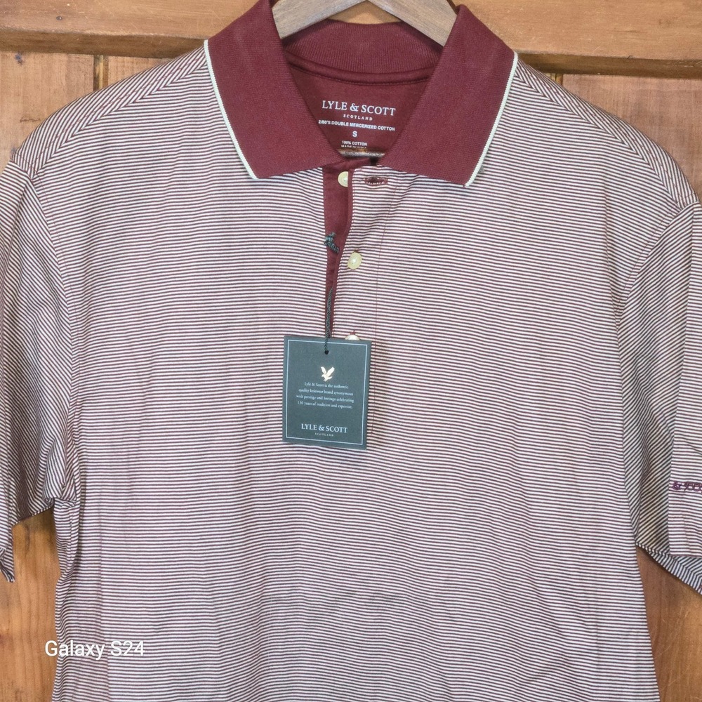 Lyle & Scott Scotland Men's‎ Red Stripe Polo Double Mercerized Cotton Size S
